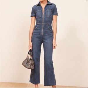NWOT Reformation Georgia Denim Jumpsuit (Wash Kasai) Size 10